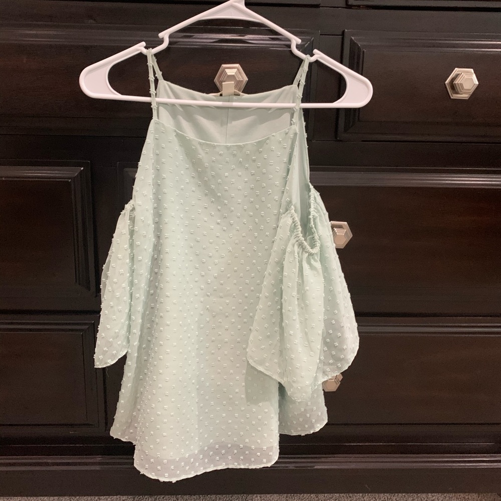 Krazy Kat mint green off-shoulder shirt